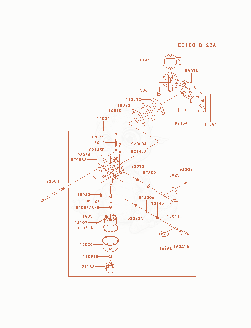 Exploded parts diagram of the Carburetor of a Kawasaki FS481V-AS30 engine, with numbered balloons