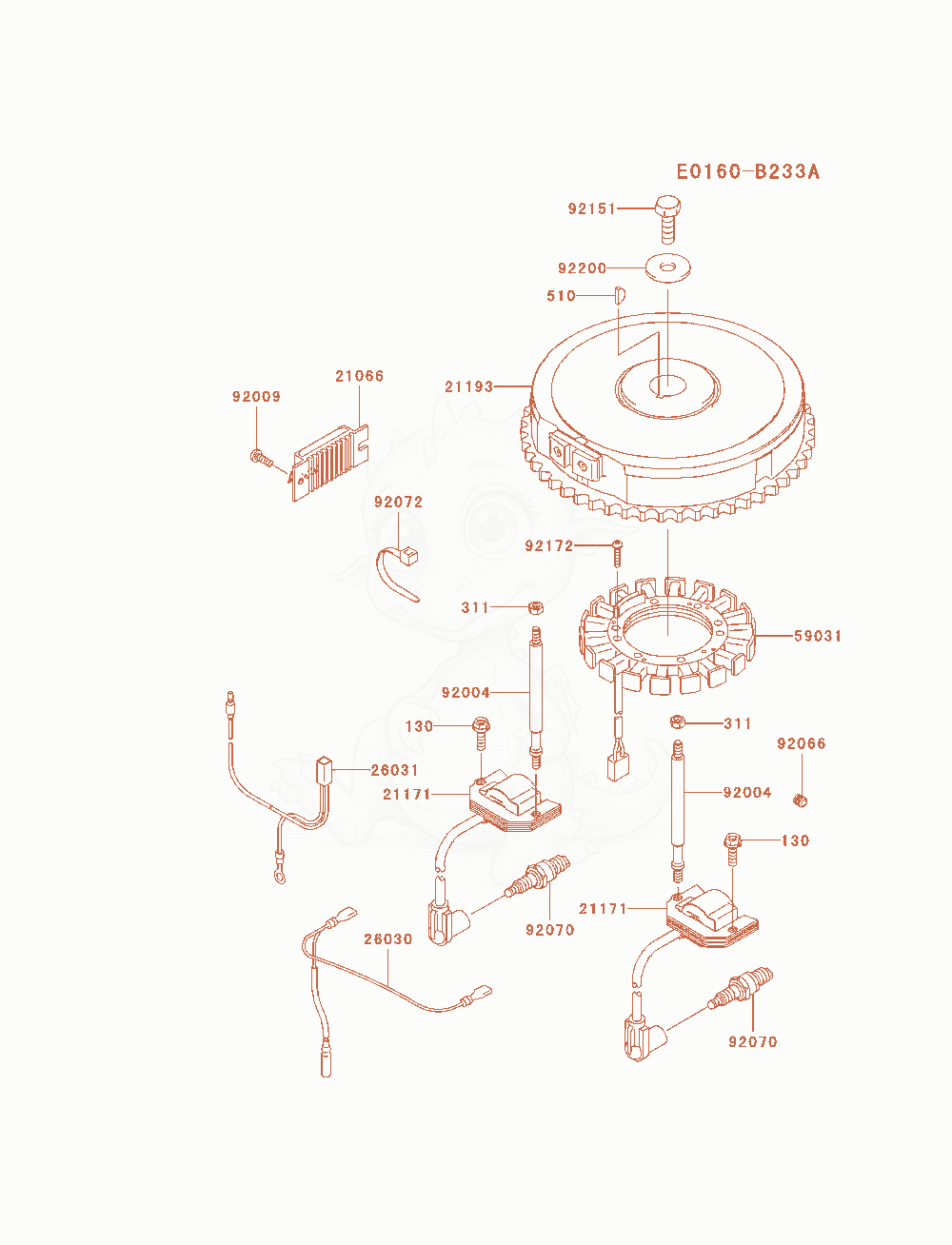 Exploded parts diagram of the Electric-Equipment of a Kawasaki FH580V-ES20 engine, with numbered balloons