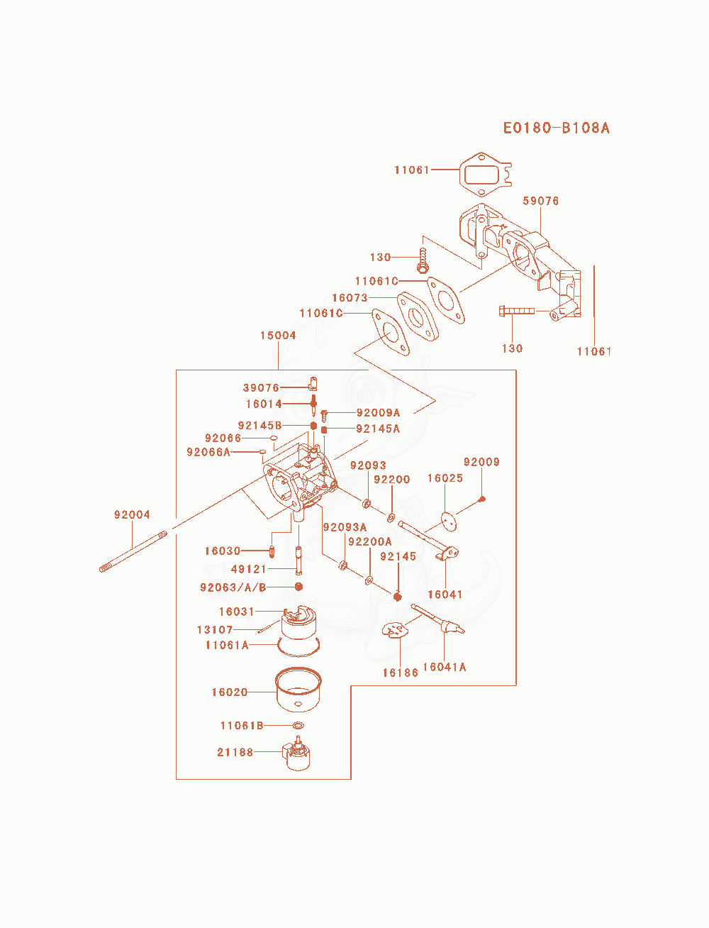 Exploded parts diagram of the Carburetor of a Kawasaki FX541V-ES00 engine, with numbered balloons