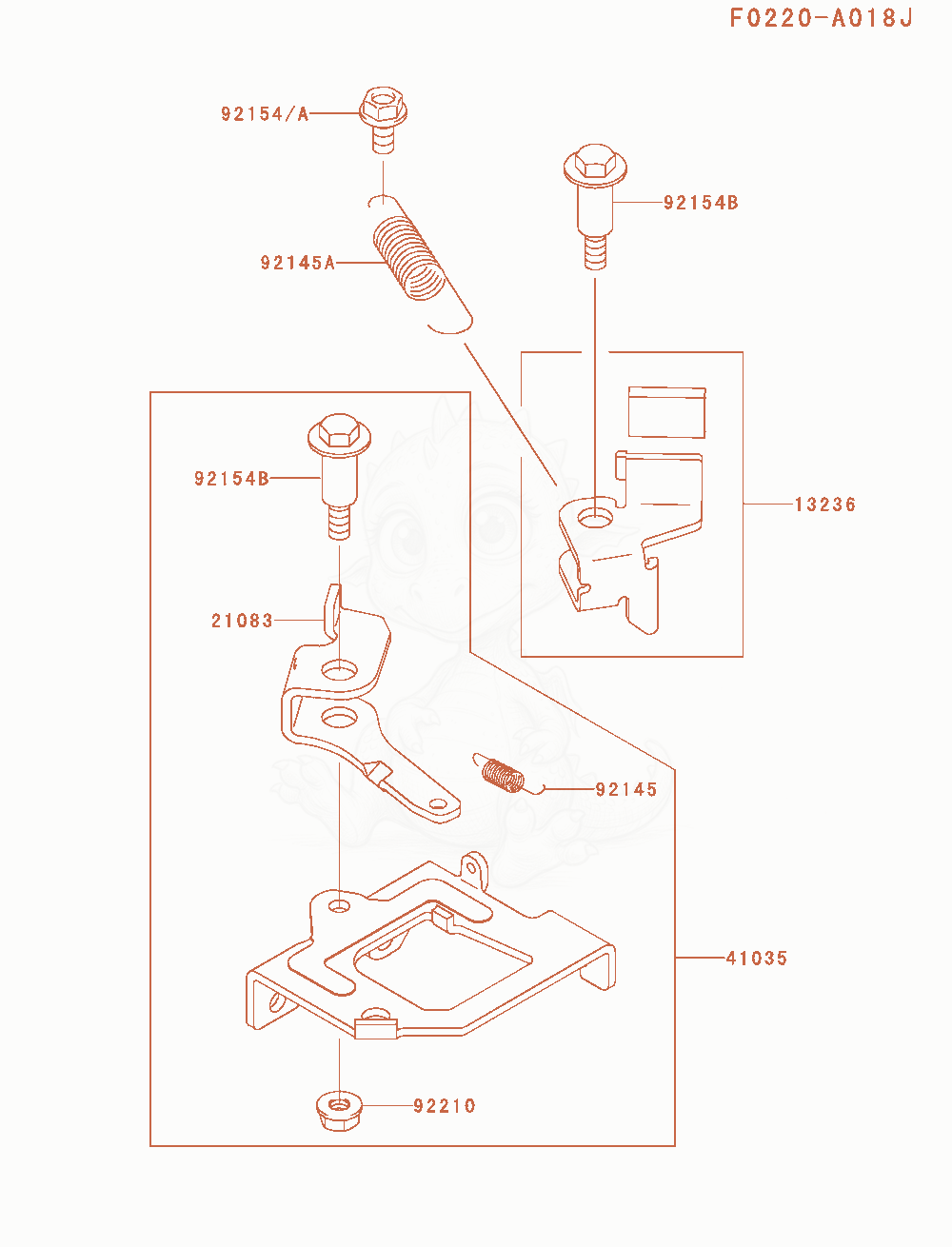 Exploded parts diagram of the Brake / Cover of a Kawasaki FJ180V-DM00 engine, with numbered balloons
