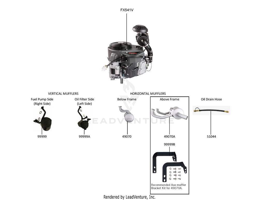 Exploded parts diagram of the Replacement Engine / Accessories of a Kawasaki FX541V-ES00 engine, with numbered balloons